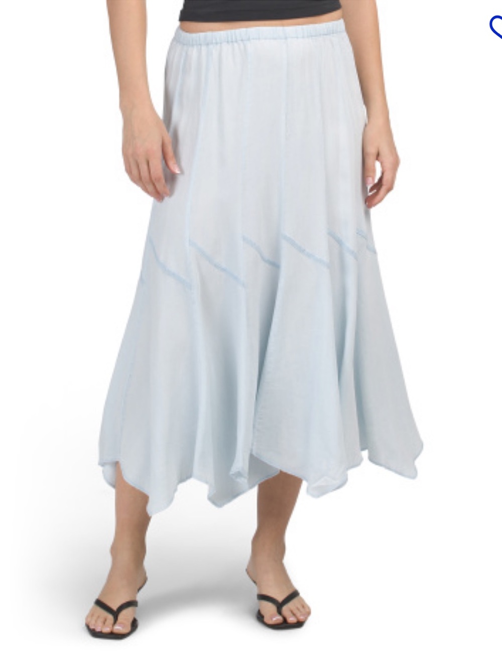 Light Blue A line Handkerchief Midi Skirt